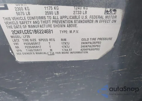 2011 Chevrolet Equinox Ls из США, поврежденный, VIN 2CNFLCEC1B6224681